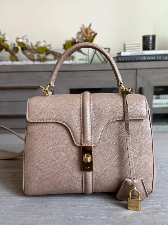 Celine - Taupe Leather Top-Handle Bag