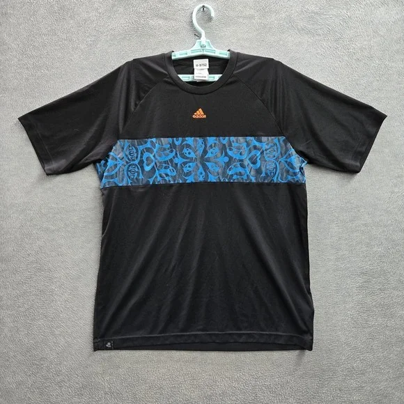 Adidas‎ Men Shirt L Black Center Logo Embroidery Graphic Print Euro 2012 Soccer