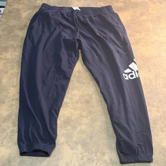 Adidas Joggers Mens 2XL Navy‎ Blue Logo Graphic Elastic Waist Sweatpants 7180