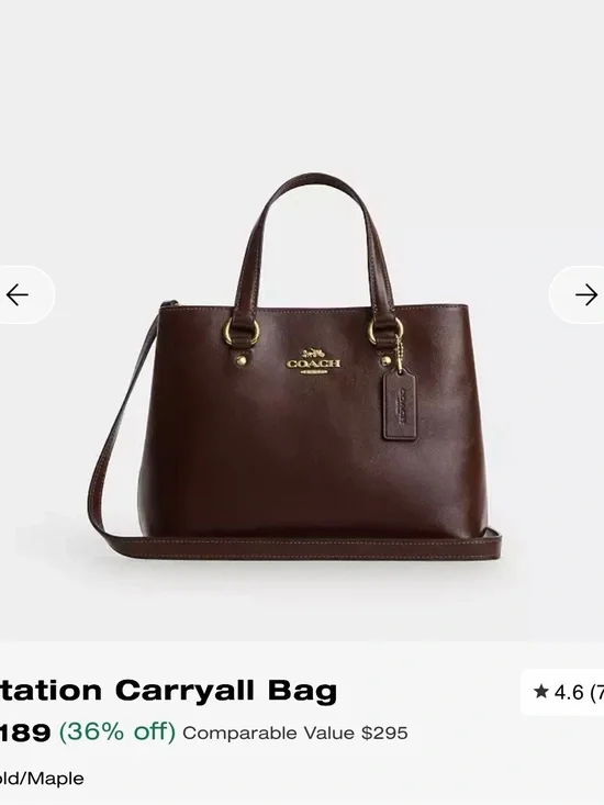 NWT Coach maple and gold station caryall bag
