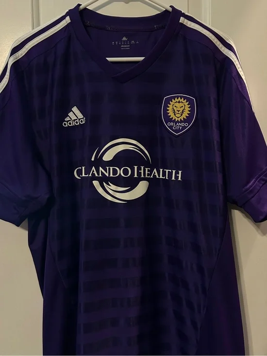 adidas Orlando City Purple Men's Soccer Jersey with White Accents