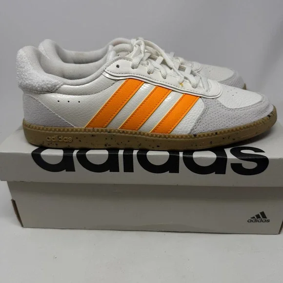 Adidas Sneakers Mens 9.5 IH7753 White Orange Snakeskin Texture Gum Sole EUC