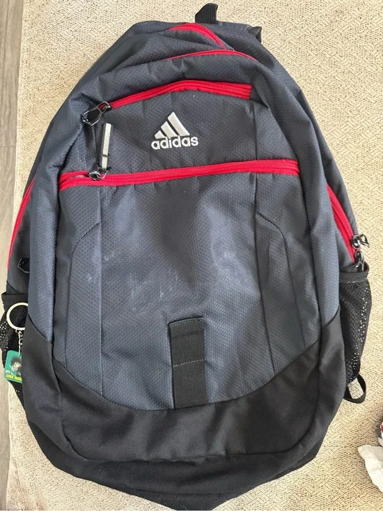 adidas Black and Red Multi-Compartment Backpack