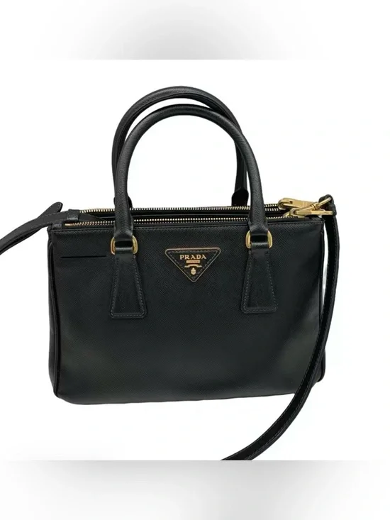 Prada Small Galleria Black Saffiano Leather Tote with COA