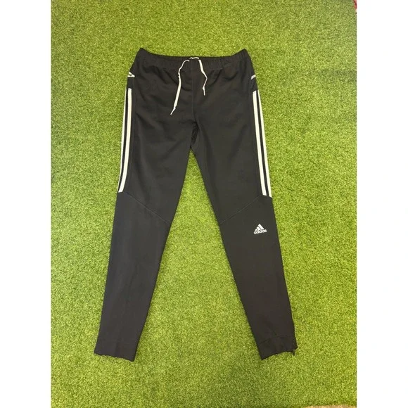 Adidas Response‎ Climalite Track Pants Mens Medium Black White Stripe Joggers