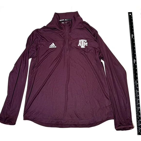 Texas A&M Aggies Adidas 1/4 Zip Long Sleeve Knit Shirt Men's Size Large