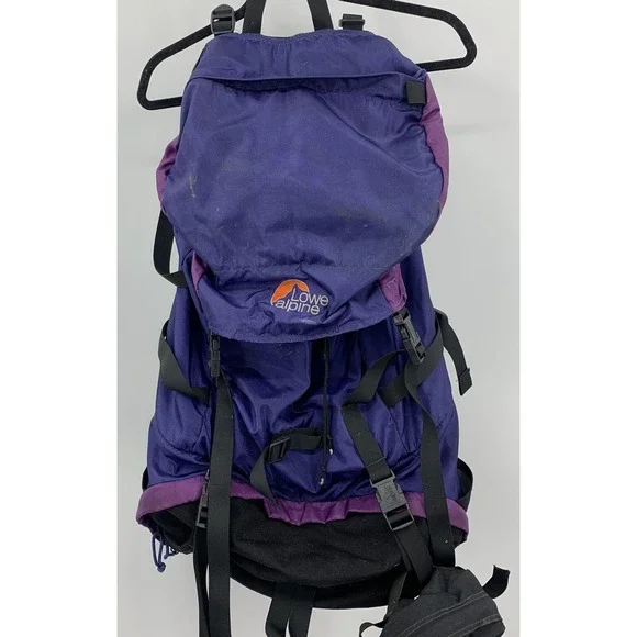 Vintage Lowe Alpine Purple Canvas Outdoor Hiking Backpack Pack
