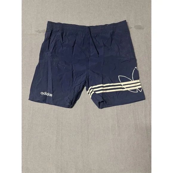 Adidas Mens L Athletic Shorts Navy Blue 100% Nylon