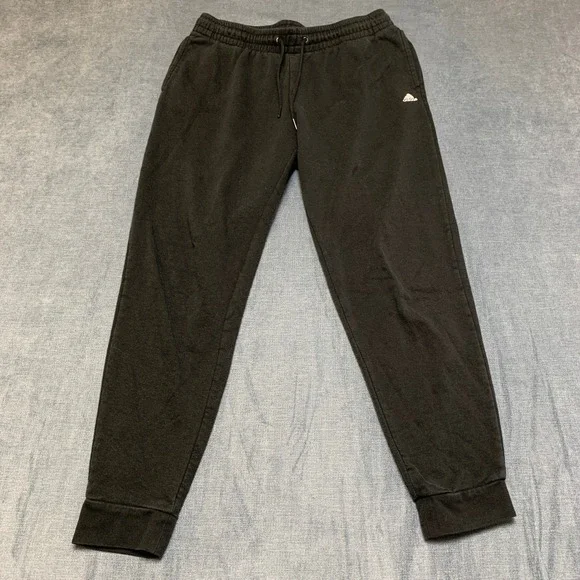 Adidas Sweatpants Mens Medium Black Fleece Lined Logo Athletic Tapered Leg