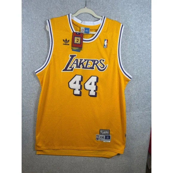 Adidas Los Angeles Lakers Jerry West 44 Hardwood Classics Jersey Yellow XXL New