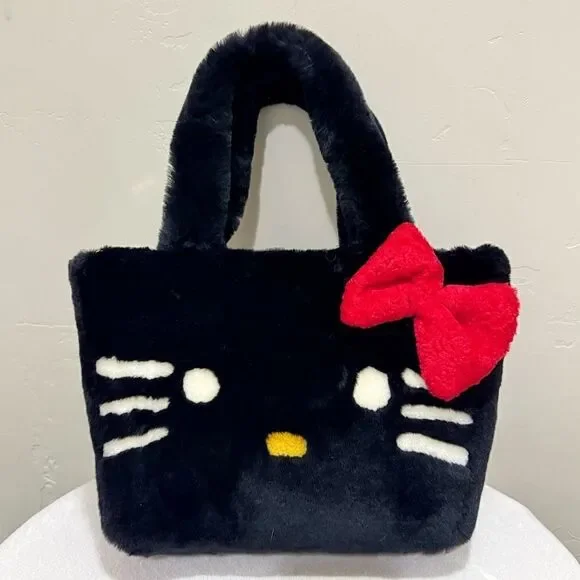 Colorblock Handmade Real Shearling Kitty Cat Large Tote/Shoulder Bag/Crossbody
