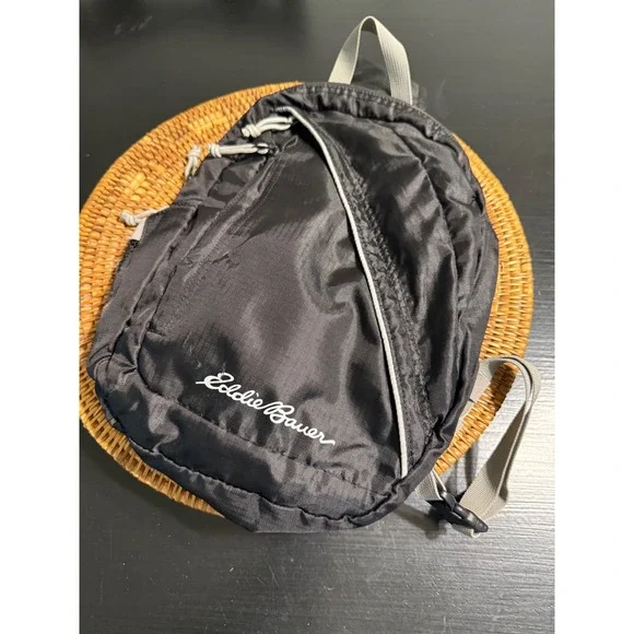 Eddie Bauer Rippac Cruiser Sling Bag Black Packable Crossbody Travel Backpack