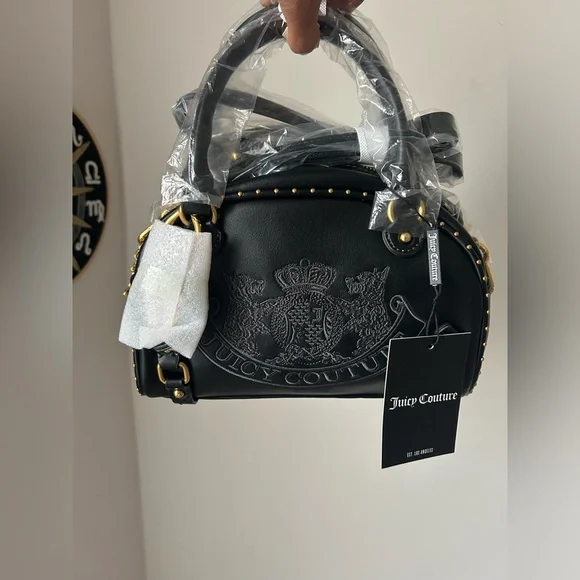 Juicy Couture UK Black Scottie Dog leather satchel Bowler Bag