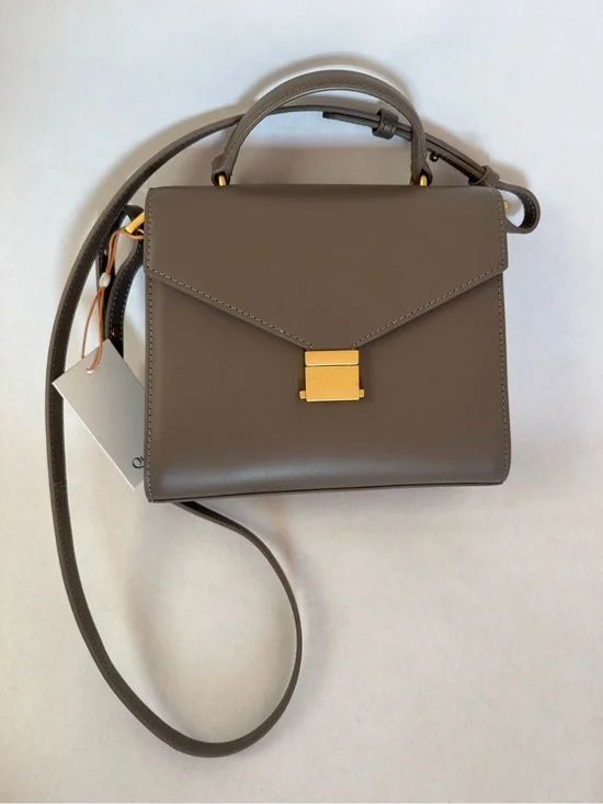 Quince Italian Leather Top Handle Crossbody Satchel, color: mink
