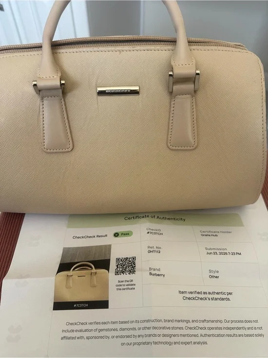 Burberry Cream Leather Satchel with Gold Hardware