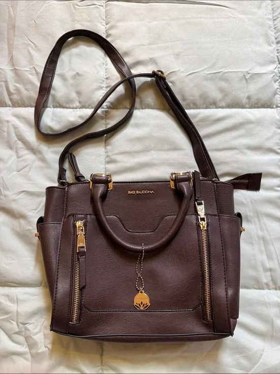 Big Buddha Brown Satchel with Gold Hardware