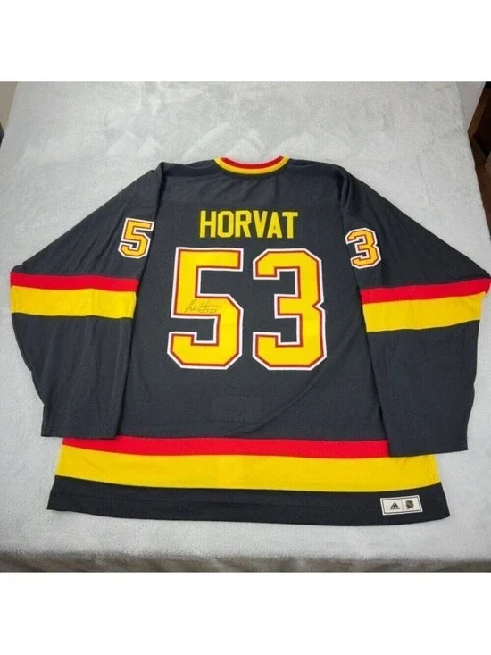 Adidas Vancouver Canucks Men's Sz 56 US Bo Horvat Signed Fly Skate Hockey Jersey
