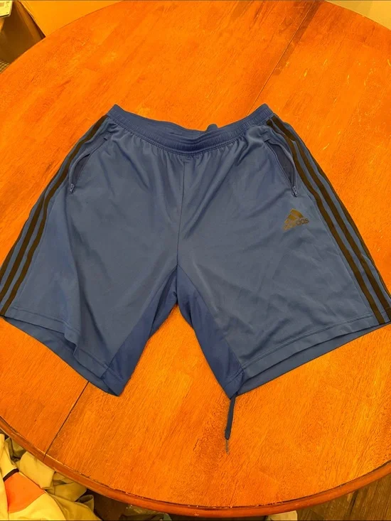 adidas Blue Men's Athletic Shorts with Black Side Stripes xl