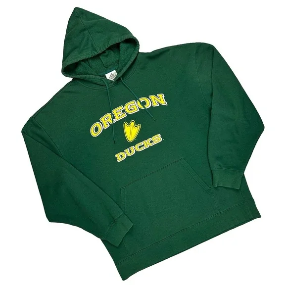Vintage Y2K Univeristy of Oregon Ducks Adidas Hoodie Sweatshirt Men Large Green