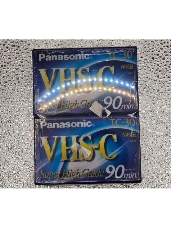 2 NEW! Sealed Panasonic TC-30 VHS-C 90min Super High Grade Camcorder Video Tapes