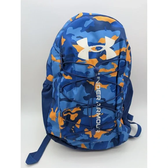 Under Armour Storm Backpack Blue Orange Camo School Sports Bag Bungee Cord