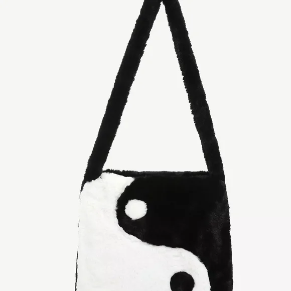 Hot Topic Black & White Yin Yang Plush Shoulder Bag