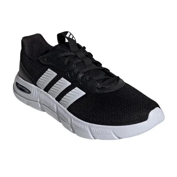 NWT Adidas Cloudfoam Flex Laces Mens 12 Fit Black White Sneakers HQ4854 Classic