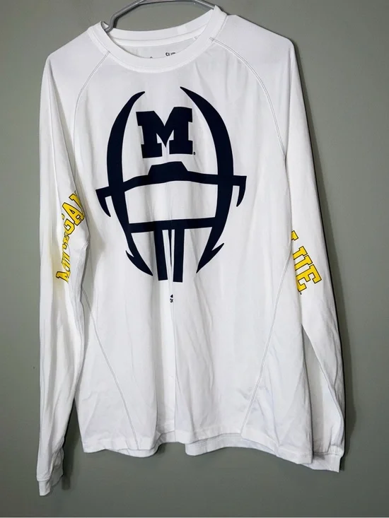 Adidas Climalite Michigan Wolverines white long-sleeve football Medium