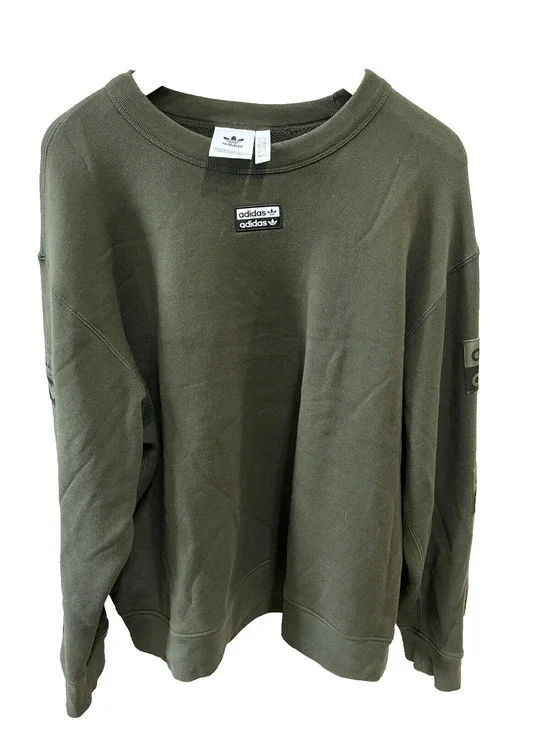 NWOT Adidas originals Men's Sporty casual patchwork logo Sleeves Sweatshirt Sz-L