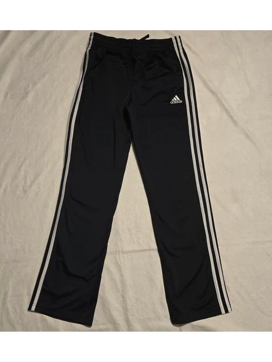 Adidas Black Track Pants with White Stripes, Size XL (18/20), Polyester