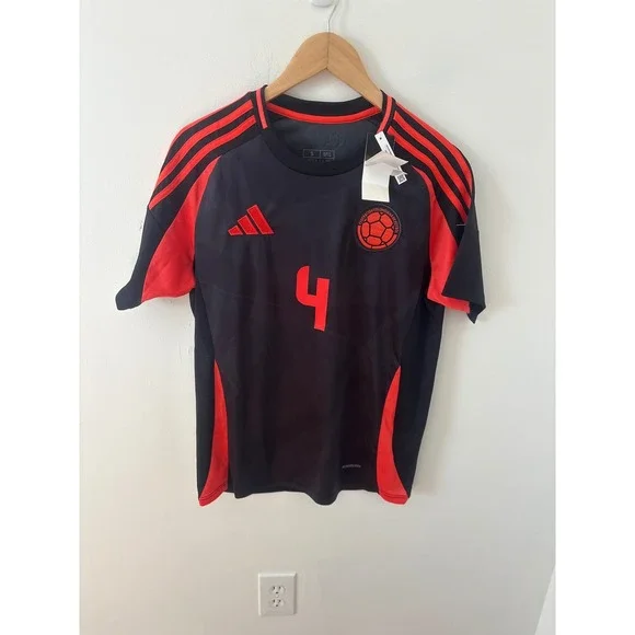 Adidas Colombia Soccer Jersey Black Orange Marisol 4 Slim Fit P95985 Mens Small
