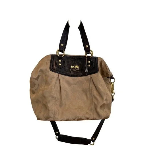 Coach‎ y2K Signature Monogram Brown Leather Shoulder Satchel Handbag Purse F0968