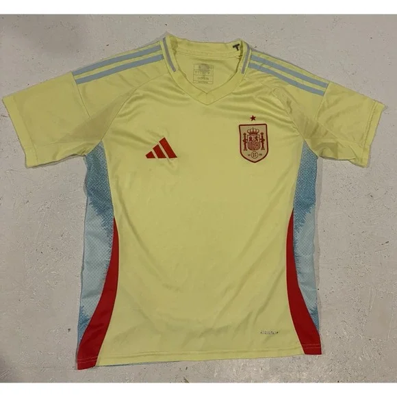 Adidas Spain 2024 Away Soccer Jersey Mens S Slim Fit Aeroready Football Yellow