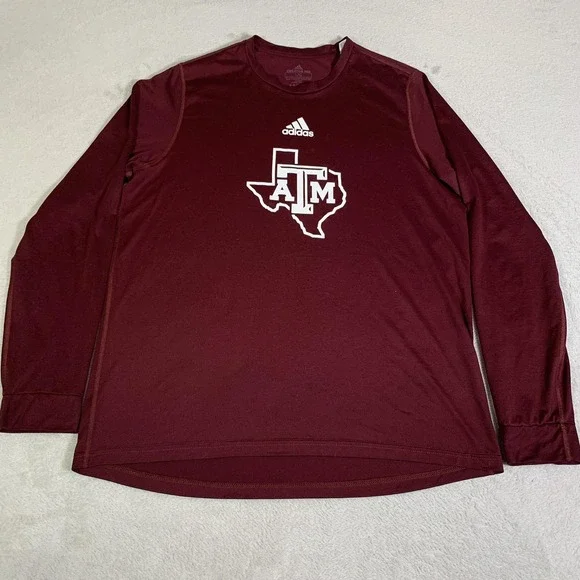 Texas A&M Aggies Shirt Mens Large Red Football Adidas Creator Tee Long Sleeve