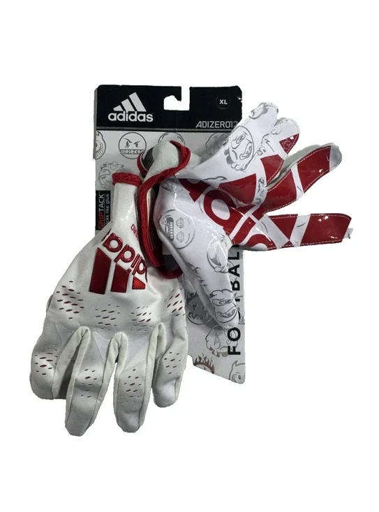 Adidas Adizero 12 Emoji Adult Football Receiver Gloves White Red Size XL NWT