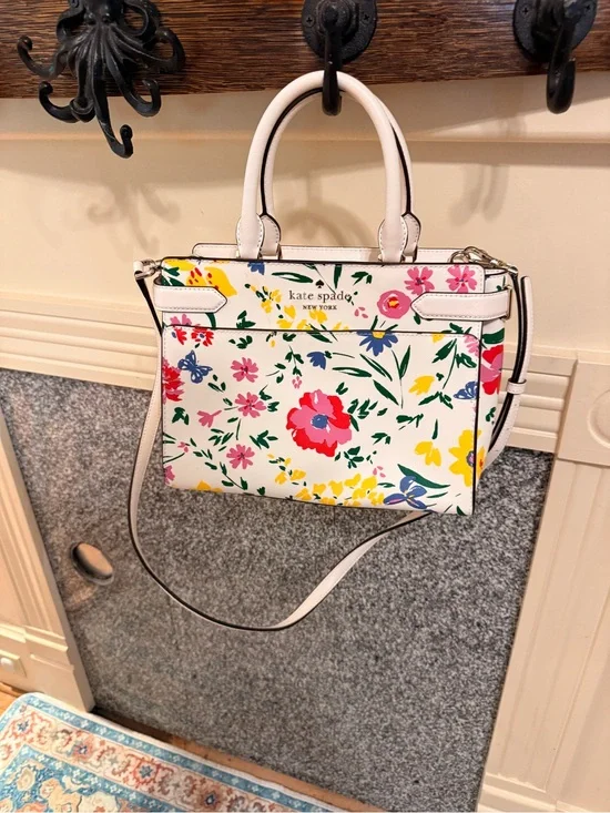 kate spade Cream Floral Convertible Satchel with Multicolor Print