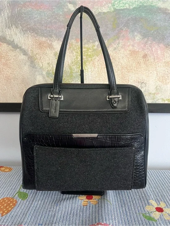 Coach 2014 Taylor Wool/Croc Bowler Satchel.