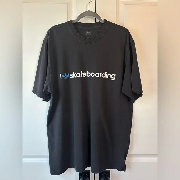 Adidas Men’s ‘I 💙Skateboarding’ Tee Black 100% Cotton (Size XL)