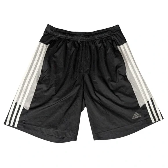 Adidas AEROREADY Mens Athletic‎ Shorts Black Grey Striped Pockets Gym Training