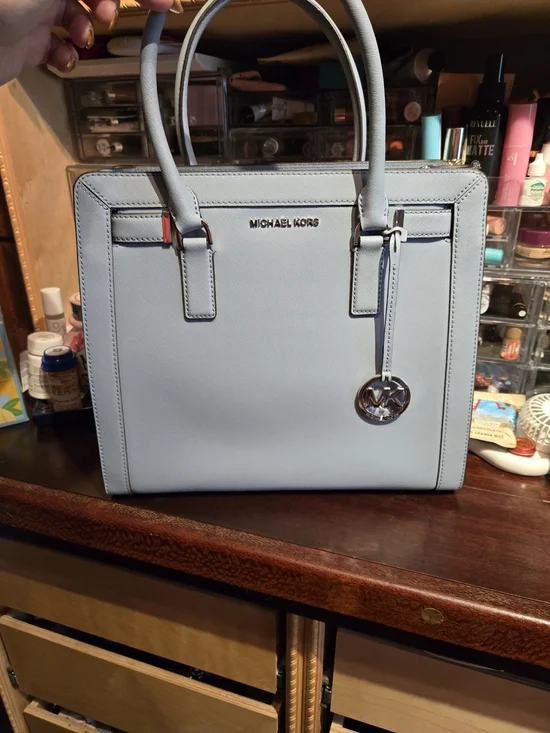 MICHAEL KORS Light Blue Saffiano Leather Tote