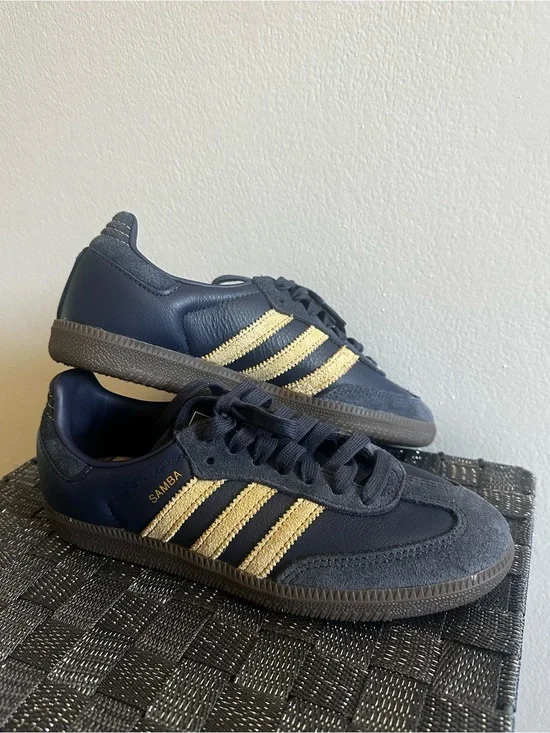 adidas Samba Men's Navy with Gold Stripe Sneakers