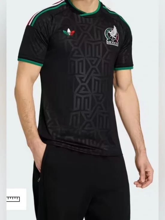 adidas Black Mexico Men's Soccer Jersey with Green Accents - Authenticity Unknow