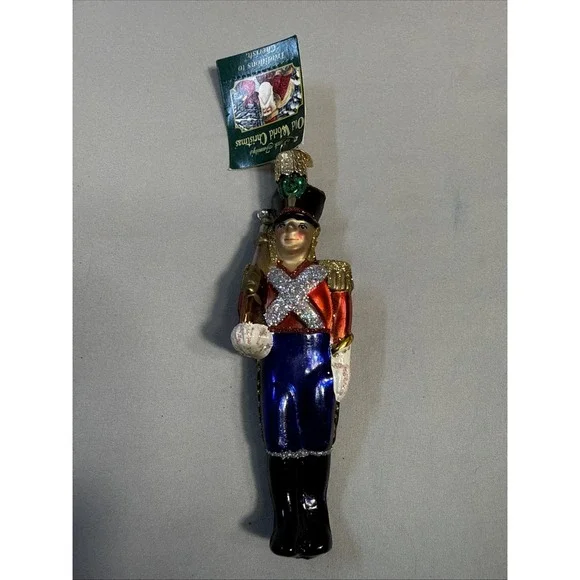 Old World Christmas Toy Soldier Nutcracker Glass Ornament with Tag