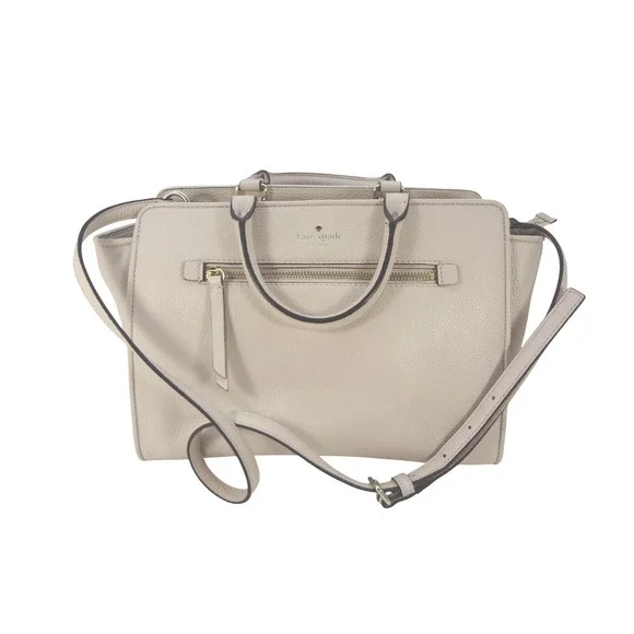 Kate Spade North Court Anton Medium Satchel Bag Ivory Pebble‎ Leather