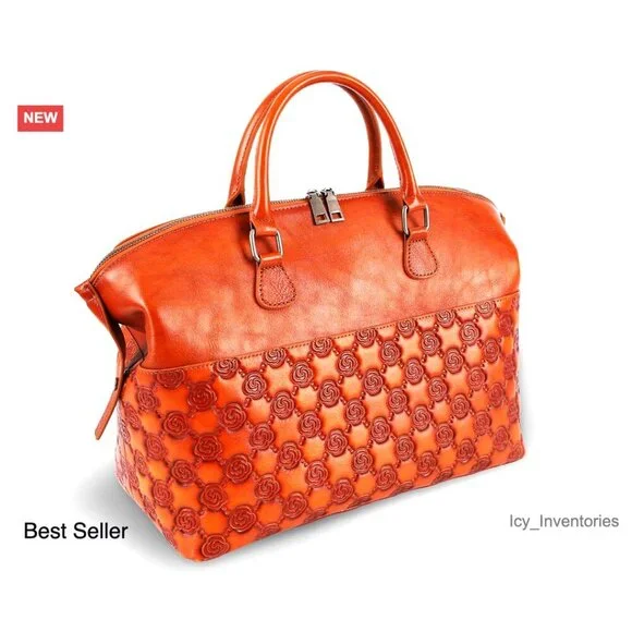 Genuine Leather Satchel Tote Top Handle Bag with Detachable Strap