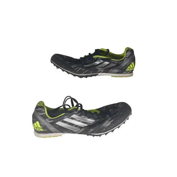 Adidas Adizero XC Spikes Mens 9 Grey Black Neon‎ Yellow Cross Country Racing