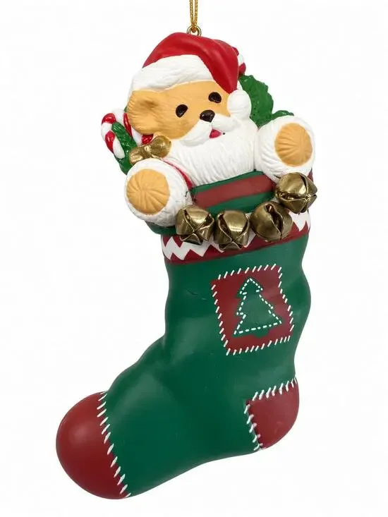 1996 Hallmark Christmas Stocking Ornament, Santa Face, Vintage Holiday Decor