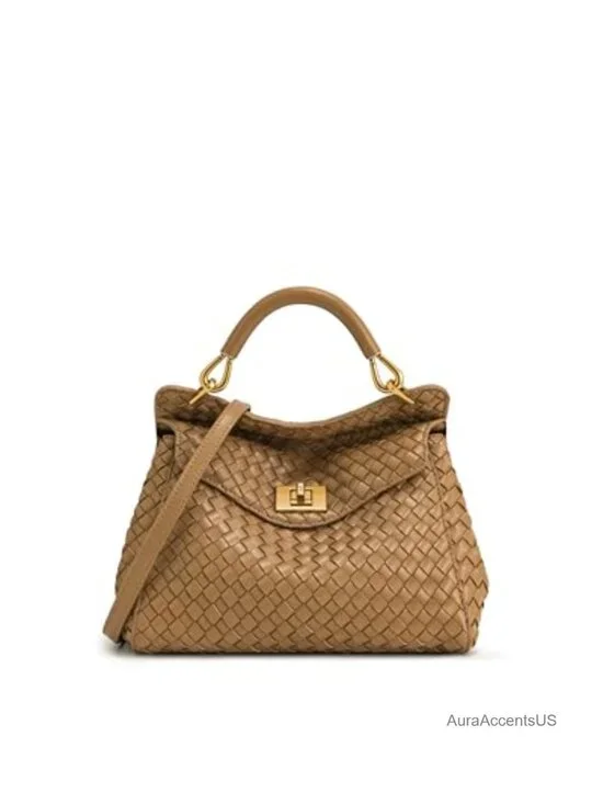 Vegan Leather Top Handle Satchel Bag with Gold Hardware