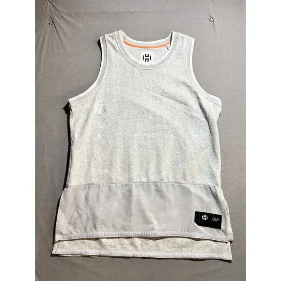 James Harden Adidas Tank Jersey‎ Men's 2XL Gray Embroidered Sleeveless.