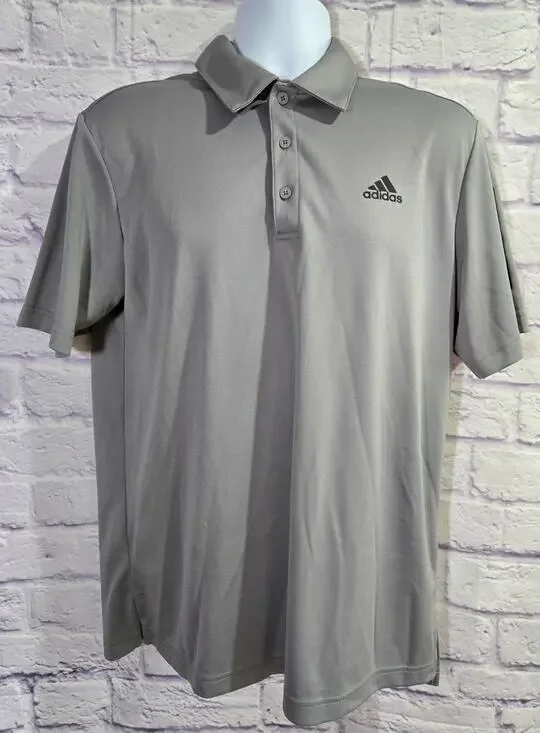 Adidas Gray Polo Golf Men's Shirt Medium Short Sleeves